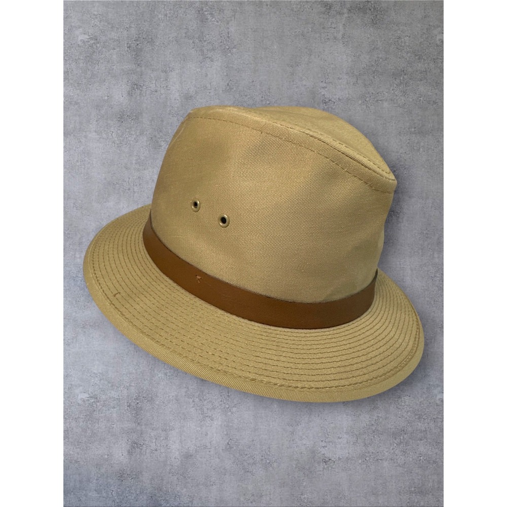 Rough Rider Safari Fedora Hat Mens S Khaki Tan Rugged Cotton Twill